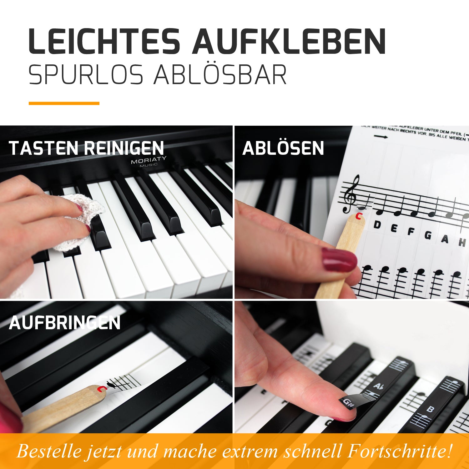 Klavier Keyboard Noten Aufkleber Moriaty Music