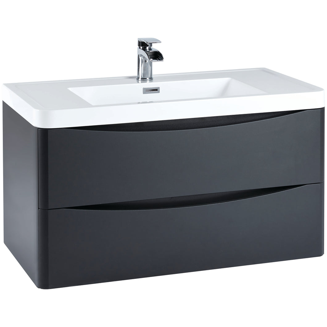 Scudo Bella 900 Wall Hung Vanity Basin 2 Drawer Matt Grey 900mm Bathrooms Liverpool