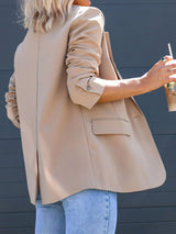 Women's Blazers Casual Solid Lapel Slit Pocket Blazer