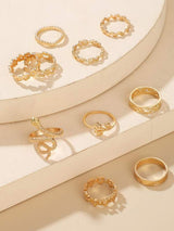 10pcs Serpentine & Leaf Design Ring - INS | Online Fashion Free Shipping Clothing, Dresses, Tops, Shoes