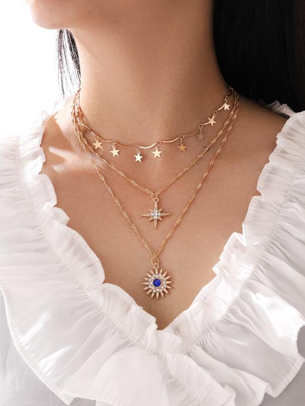 3pcs Star Decor Necklace