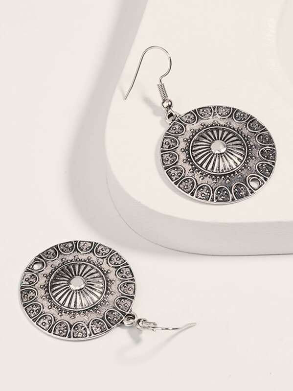 1pair Tribal Round Drop Earrings - MsDressly