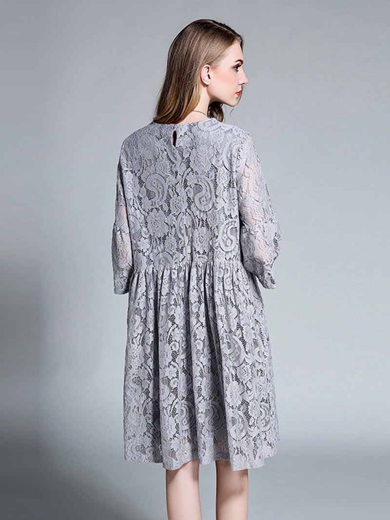 Women's Dresses Temperament  Lace Loose Midi Dress