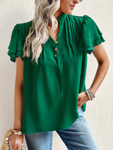 Women's T-Shirts Short Sleeve Elegant Ruffle T-Shirt