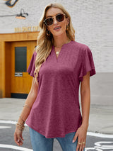 Blouses Women's T-Shirts Solid V-Neck Flying Sleeve T-Shirt MsDressly