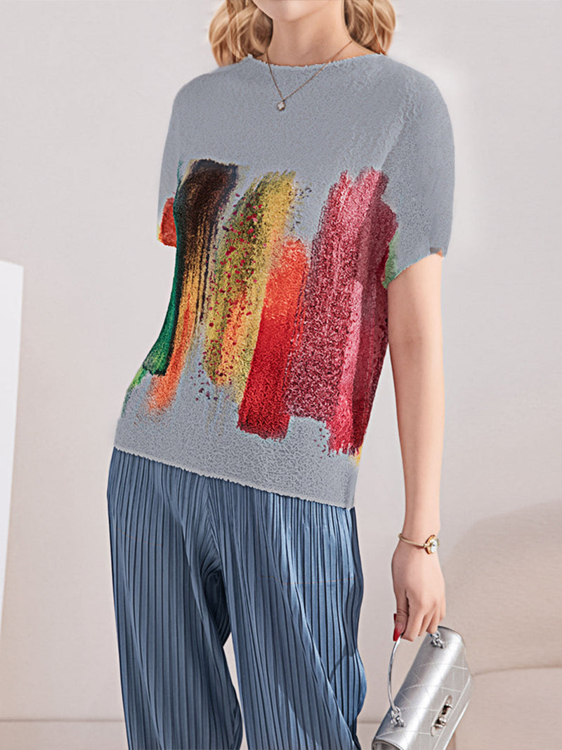 T-Shirts Women's T-Shirts Embroidered Stretch Print Loose T-Shirt MsDressly