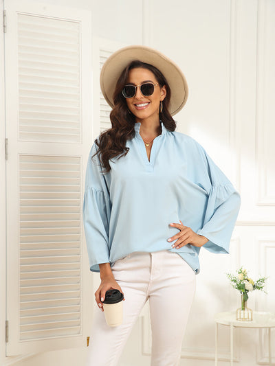 Women's Blouses Temperament Commuting Solid Color Loose Long Sleeve Blouse