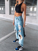 Casual Slim Fit Pocket Ripped Jeans - MsDressly