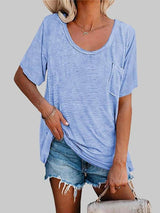 Casual Solid Color Mid-sleeved T-shirt - MsDressly