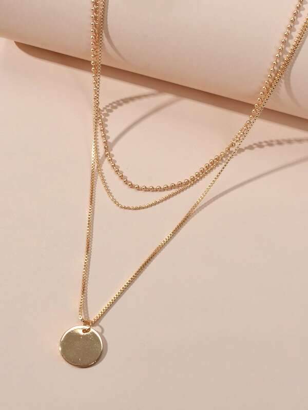 Disc Pendant Layered Necklace - INS | Online Fashion Free Shipping Clothing, Dresses, Tops, Shoes