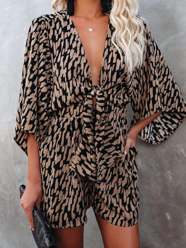 Leopard Print V-neck Loose Jumpsuit - Jumpsuits & Rompers - INS | Online Fashion Free Shipping Clothing, Dresses, Tops, Shoes - 20-30 - 30/06/2021 - Bottoms