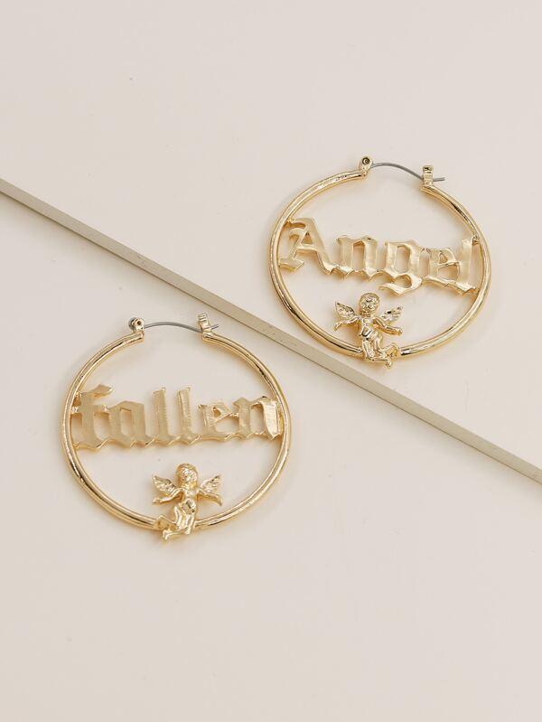 Letter Design Hoop Earrings - INS | Online Fashion Free Shipping Clothing, Dresses, Tops, Shoes