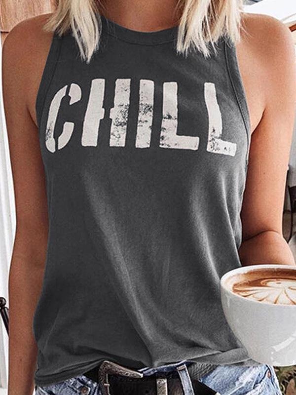 Letter Print Sleeveless Casual Tank Tops - Tank Tops - INS | Online Fashion Free Shipping Clothing, Dresses, Tops, Shoes - 10-20 - 19/07/2021 - Category_Tank Tops