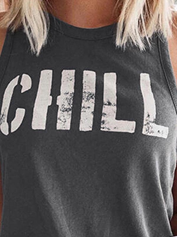 Letter Print Sleeveless Casual Tank Tops - Tank Tops - INS | Online Fashion Free Shipping Clothing, Dresses, Tops, Shoes - 10-20 - 19/07/2021 - Category_Tank Tops