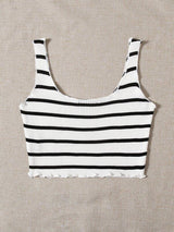 Lettuce Trim Striped Knit Top - INS | Online Fashion Free Shipping Clothing, Dresses, Tops, Shoes