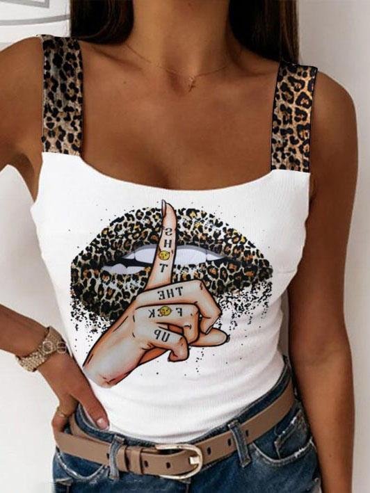 Lips Finger Cartoon Print Casual Tank Tops - Tank Tops - INS | Online Fashion Free Shipping Clothing, Dresses, Tops, Shoes - 08/07/2021 - 10-20 - Category_Tank Tops