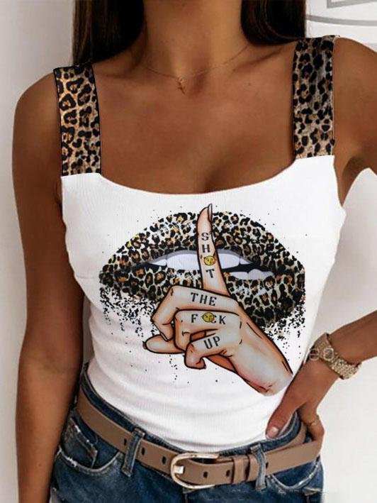 Lips Finger Cartoon Print Casual Tank Tops - Tank Tops - INS | Online Fashion Free Shipping Clothing, Dresses, Tops, Shoes - 08/07/2021 - 10-20 - Category_Tank Tops