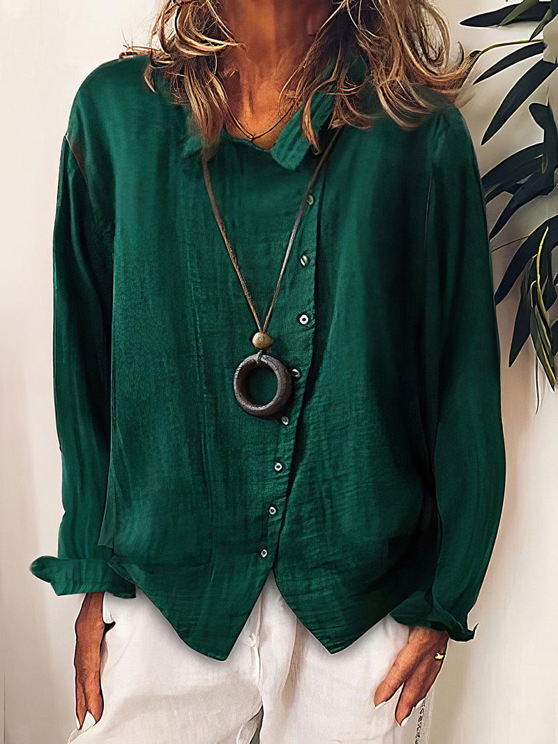 Loose Solid Buttons Long Sleeves Blouses | Instastyled | Online Fashion ...