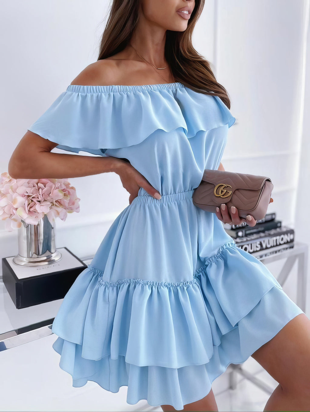 One-neck Off-shoulder Ruffled Dress | Instastyled | Online Fashion Free ...