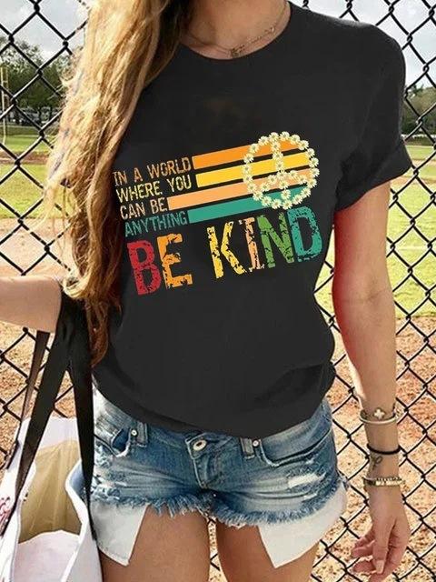 Round Neck Short Sleeve BEKIND Pattern T-Shirts - T-Shirts - INS | Online Fashion Free Shipping Clothing, Dresses, Tops, Shoes - 10-20 - 14/07/2021 - Category_T-Shirts