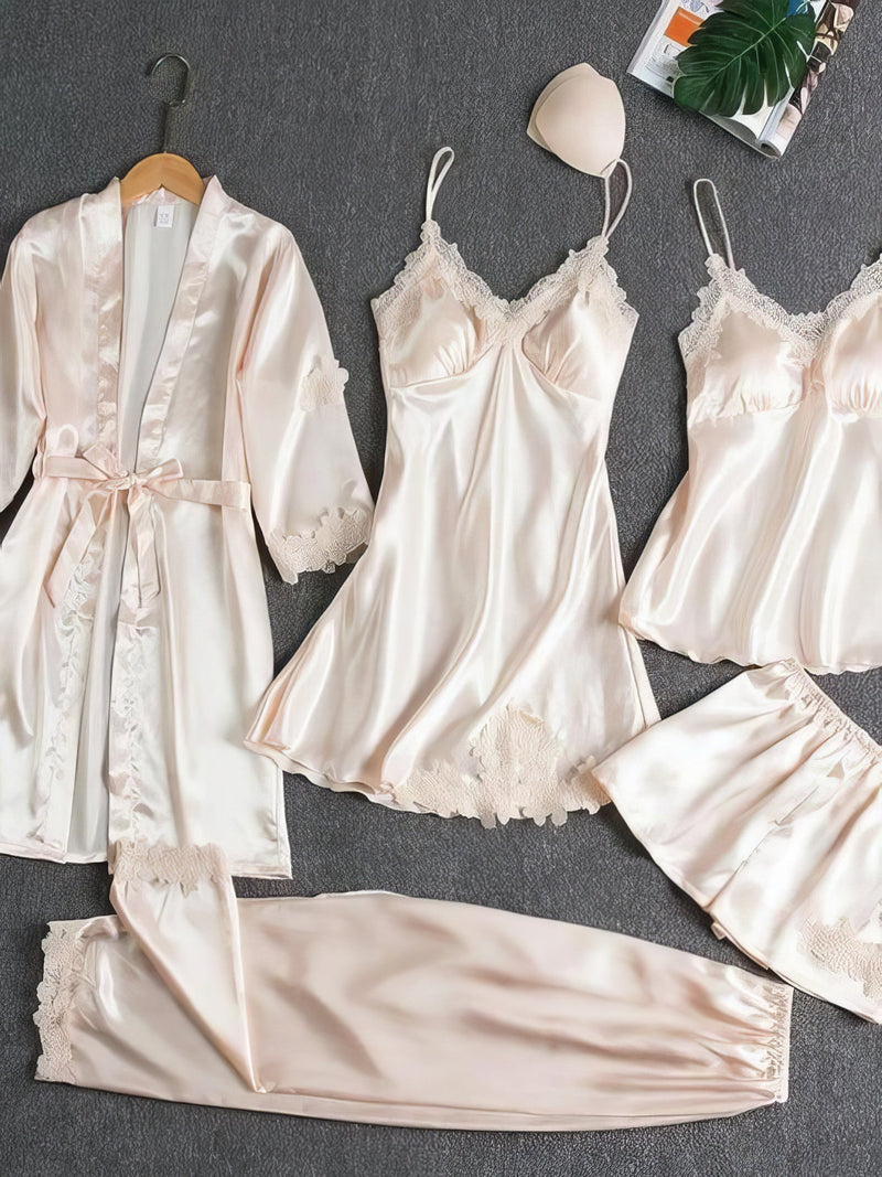 Silk 5 Piece Pajama Set | Instastyled | Online Fashion Free Shipping ...