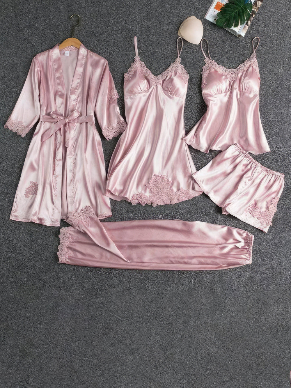 Silk 5 Piece Pajama Set | Instastyled | Online Fashion Free Shipping ...