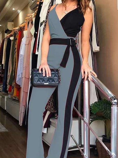 Simple Deep V-Neck Sleeveless Suspender Jumpsuit - Jumpsuits & Rompers - INS | Online Fashion Free Shipping Clothing, Dresses, Tops, Shoes - 30-40 - 30/06/2021 - Bottom