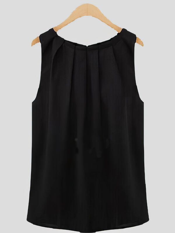 Sleeveless Round Neck All-match Chiffon Vest