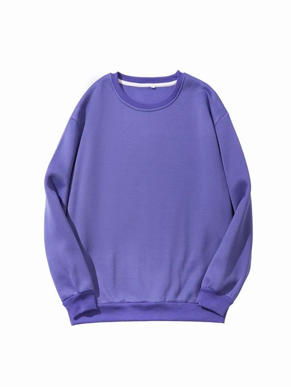 Solid Drop Shoulder Sweatshirt - MsDressly