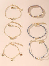 Star & Moon Assorted Bracelet Set - 6pcs - INS | Online Fashion Free Shipping Clothing, Dresses, Tops, Shoes