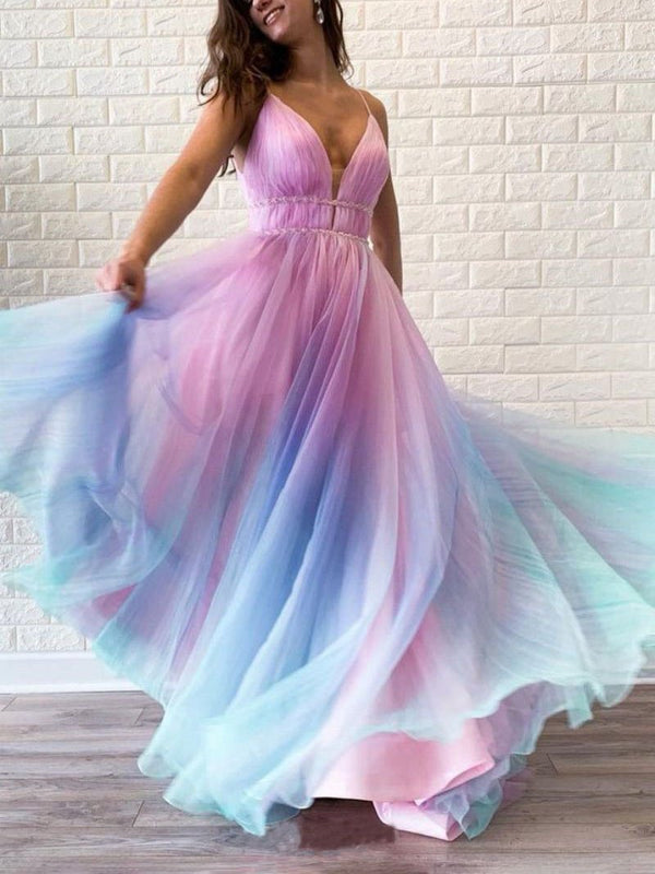 V-neck Backless Sling Gradient Dress - Maxi Dresses - INS | Online Fashion Free Shipping Clothing, Dresses, Tops, Shoes - 30/06/2021 - 40-50 - color-purple