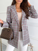 Women's Blazers Long Sleeve Slim Single-Button Plaid Print Blazers - Blazers - INS | Online Fashion Free Shipping Clothing, Dresses, Tops, Shoes - 18/10/2021 - 30-40 - BLA2110181150