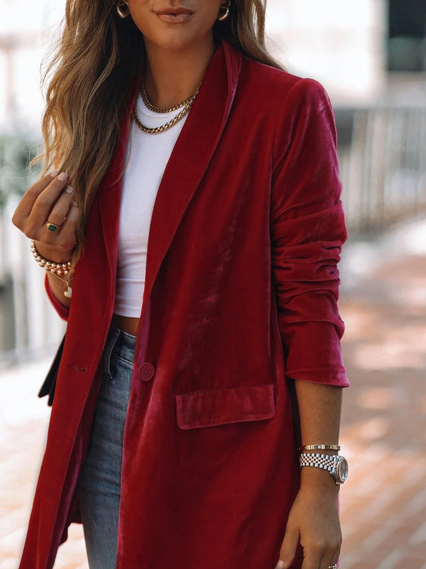 Women's Blazers One Button Lapel Long Sleeve Blazer - Blazers - INS | Online Fashion Free Shipping Clothing, Dresses, Tops, Shoes - 11/11/2021 - 30-40 - BLA2111111174