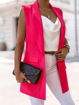 Women's Blazers Solid Lapel Button Slim Vest Blazers - MsDressly