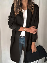 Women's Blazers Solid Lapel Long Sleeve Fake Pocket Blazer