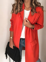 Women's Blazers Solid Lapel Long Sleeve Fake Pocket Blazer