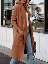 Women's Coats Casual Lapel Pocket Long Wool Coat - MsDressly