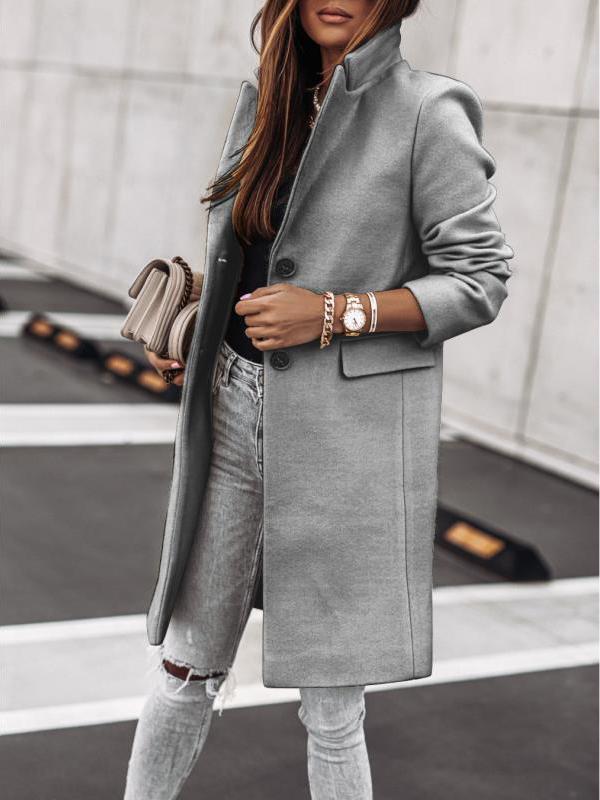 Women's Coats Casual Long Sleeve Button Woolen Coat - Coats & Jackets - INS | Online Fashion Free Shipping Clothing, Dresses, Tops, Shoes - 19/10/2021 - 20-30 - Coats & Jackets