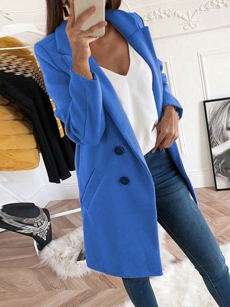 Women's Coats Lapel Fitted Woolen Long Sleeve Coat - Coats - Instastyled | Online Fashion Free Shipping Clothing, Dresses, Tops, Shoes - 20-30 - 6/1/2023 - COA2301060003