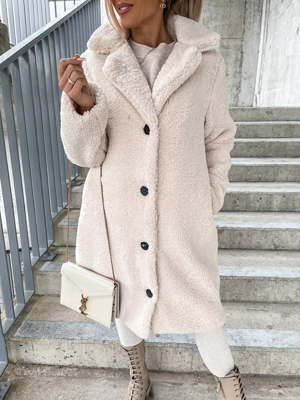 Women's Coats Lapel Long Sleeve Plush Long Coat - Coats - Instastyled | Online Fashion Free Shipping Clothing, Dresses, Tops, Shoes - 19/12/2022 - 40-50 - COA2212191480