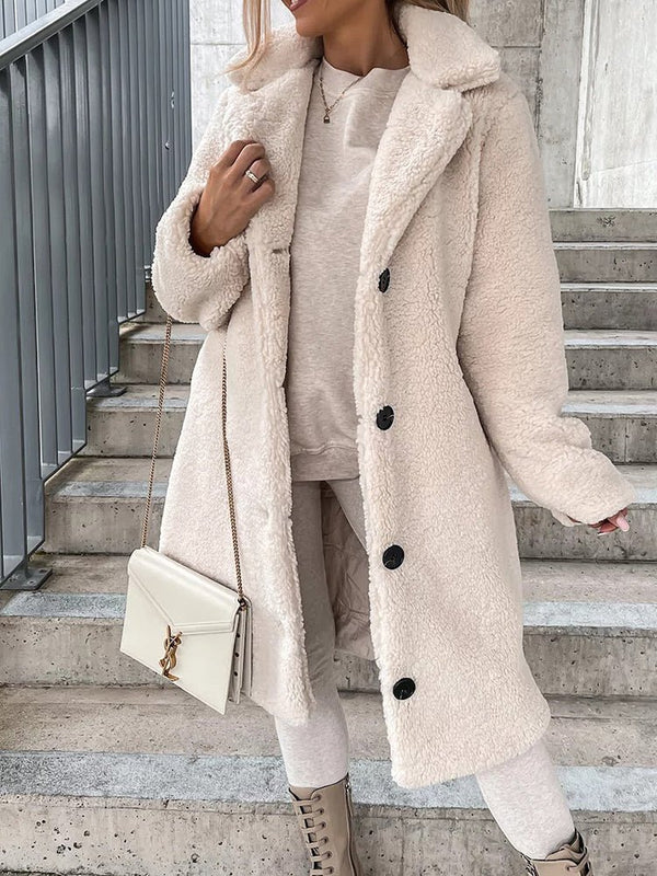 Women's Coats Lapel Single Breasted Long Sleeve Plush Long Coat - Coats - Instastyled | Online Fashion Free Shipping Clothing, Dresses, Tops, Shoes - 24/10/2022 - 40-50 - COA2210241451