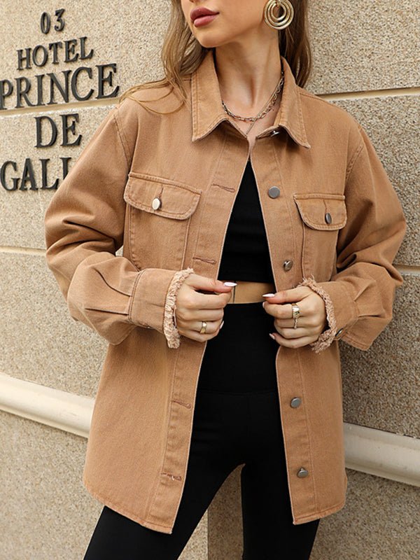 Women's Coats Long Sleeve Casual Loose Denim Coat - MsDressly