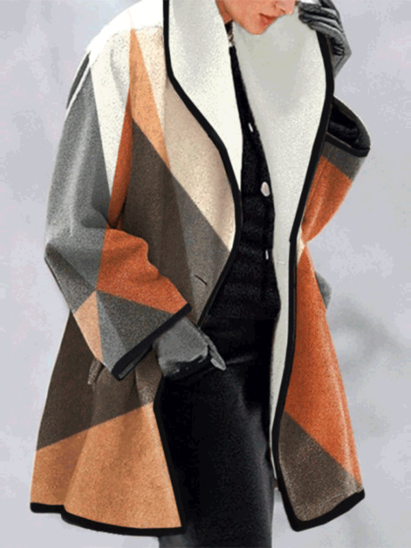 Women's Coats Loose Print Lapel Long Sleeve Coat - Coats - Instastyled | Online Fashion Free Shipping Clothing, Dresses, Tops, Shoes - 13/09/2022 - Coats - coats-jackets