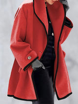 Women's Coats Loose Solid Hooded Woolen Coat