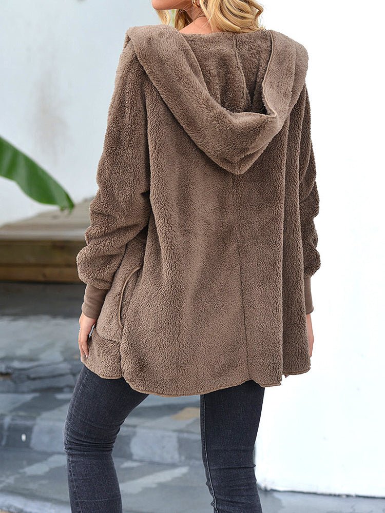 Women's Coats Plush Lapel Hooded Medium Long Sleeve Coat - Coats - Instastyled | Online Fashion Free Shipping Clothing, Dresses, Tops, Shoes - 27/12/2022 - 30-40 - COA2212271490