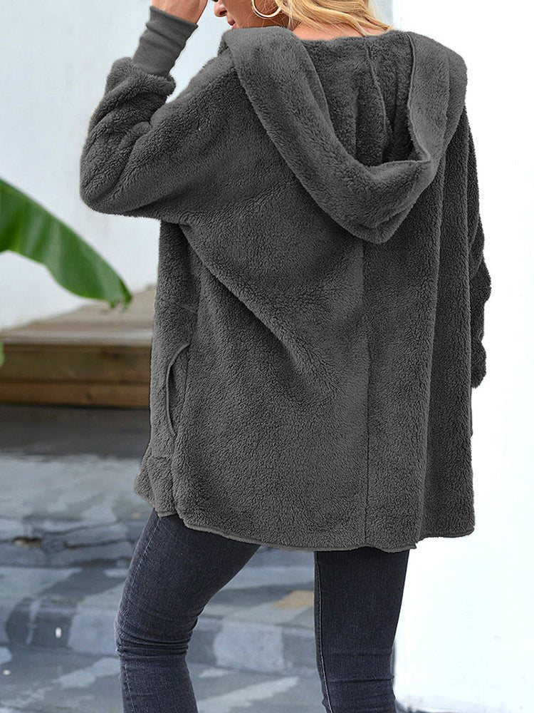 Women's Coats Plush Lapel Hooded Medium Long Sleeve Coat - Coats - Instastyled | Online Fashion Free Shipping Clothing, Dresses, Tops, Shoes - 27/12/2022 - 30-40 - COA2212271490