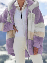Coats Women's Coats Plush Multicolor Hooded Zipper Coat MsDressly