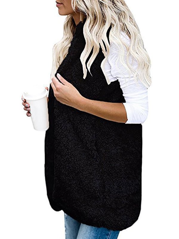 Women's Coats Solid Color Sleeveless Cashmere Vest Coat - Coats - Instastyled | Online Fashion Free Shipping Clothing, Dresses, Tops, Shoes - 10/1/2023 - 20-30 - COA2301100004