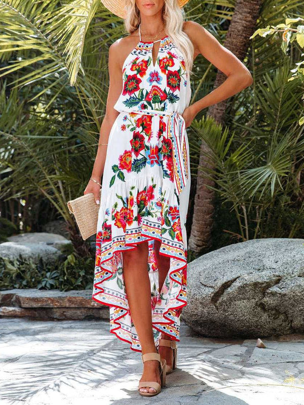 Women's Dresses Bohemian Print Halter Irregular Dress - Maxi Dresses - Instastyled | Online Fashion Free Shipping Clothing, Dresses, Tops, Shoes - 13/05/2022 - Color_White - DRE2205134165