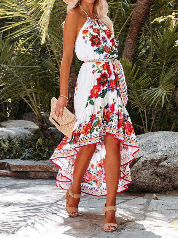 Women's Dresses Bohemian Print Halter Irregular Dress - Maxi Dresses - Instastyled | Online Fashion Free Shipping Clothing, Dresses, Tops, Shoes - 13/05/2022 - Color_White - DRE2205134165